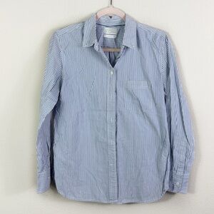 J. Crew Classic Button Down Shirt White Grey / Dusty Blue size 6